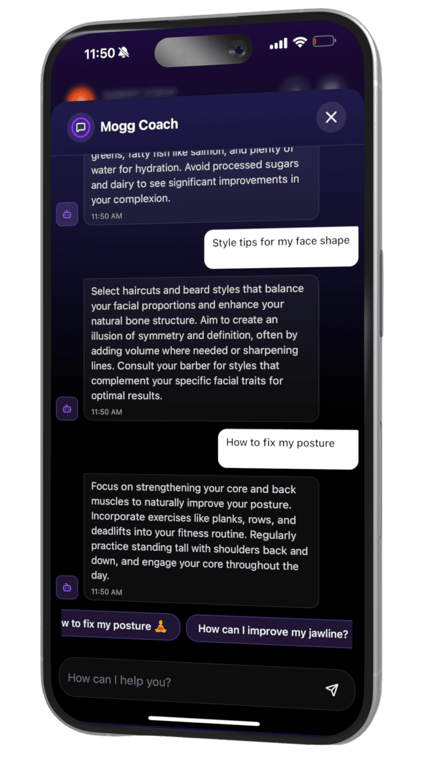 MOGGED AI Coach Screen