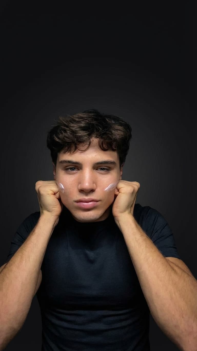 Jawline sculpting massage technique — knuckle massage under cheekbones to define and sculpt the lower face