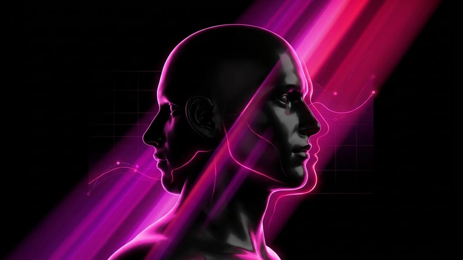 Two overlapping male face profiles — one with weaker structure, one with stronger jawline — illustrating the progress from baseline to optimized PSL score on the Omoggle ladder