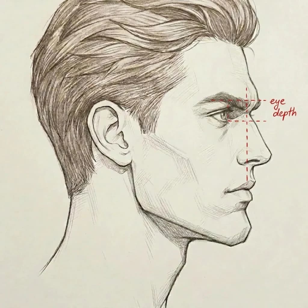Deeply-set eyes — strong forward-projecting brow bone with eye sitting clearly recessed behind it