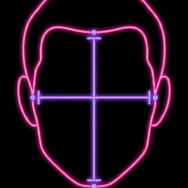 Face Shape Quiz icon — face silhouette with overlapping geometric shape outlines