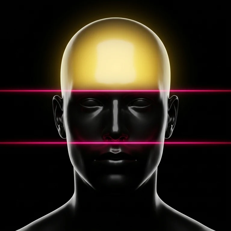 Tall forehead classification — male face silhouette with facial-thirds laser overlay