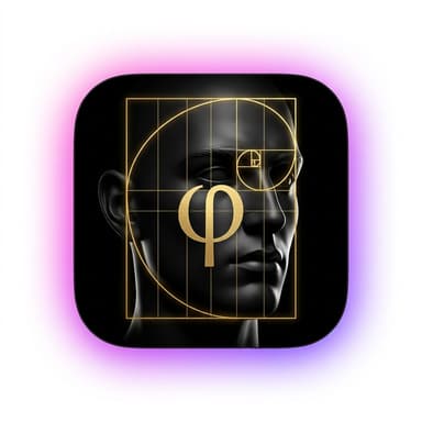 Golden Ratio Face Test icon — face with phi (φ) proportion overlay marking facial measurements