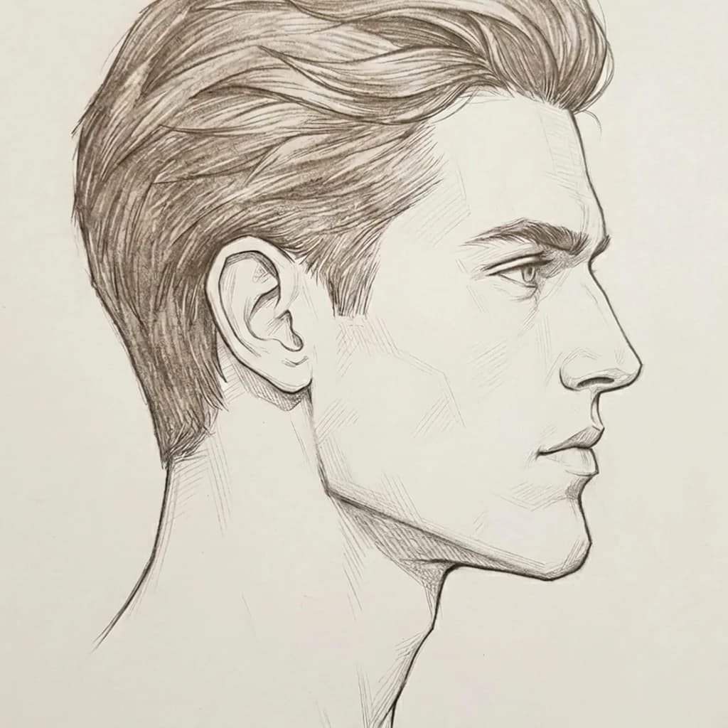Defined jawline visual reference — clear gonial angle, slightly softened edge