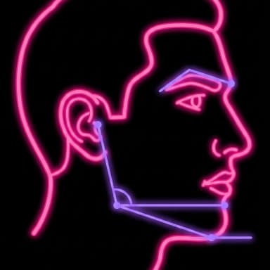 PSL Score icon — neon rating dial with needle pointing to high score
