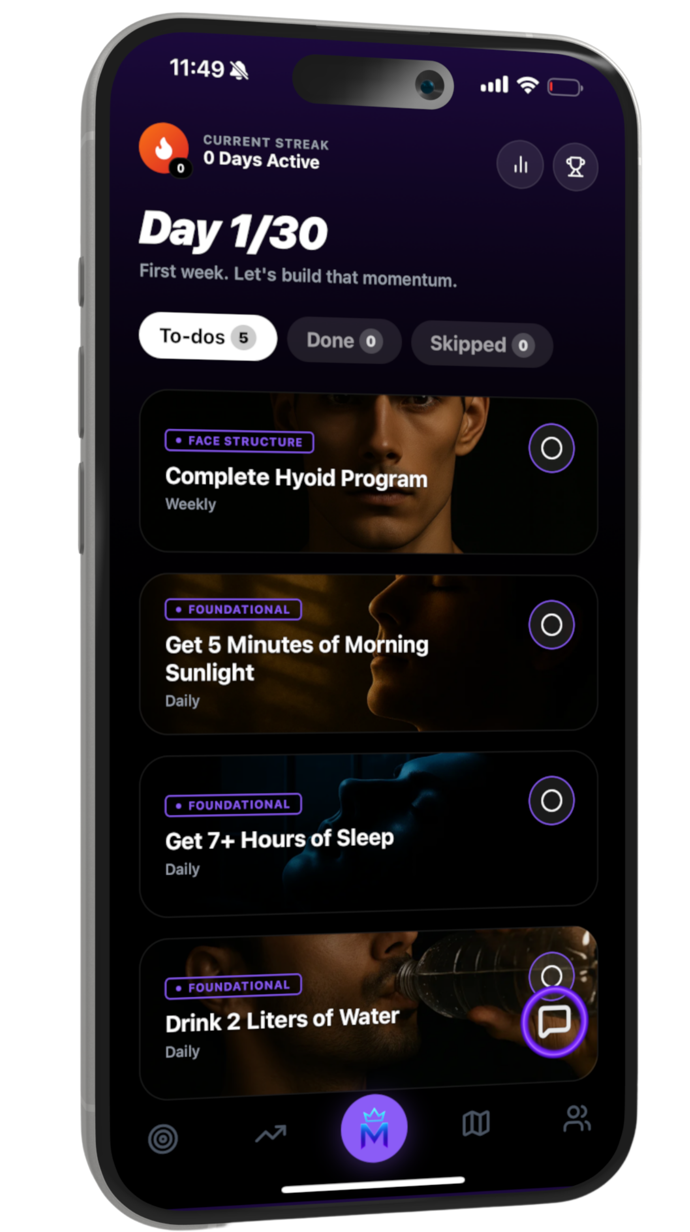 MOGGED Daily Tasks Screen